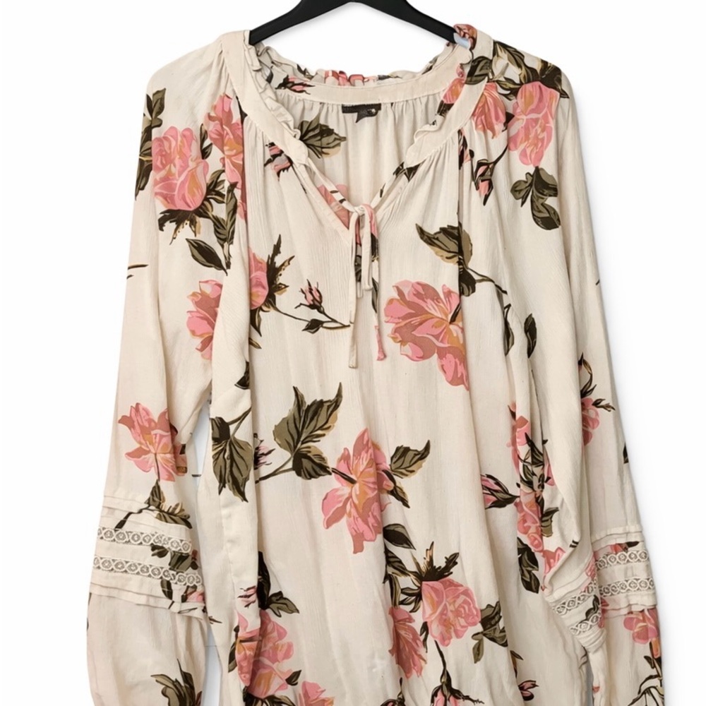 Torrid Cream and Pink Floral Blouse